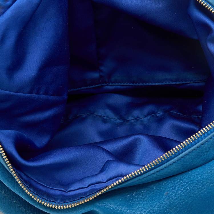Pre Owned Fendi Blue Iridescent Nubuck Leather Forever Hobo
