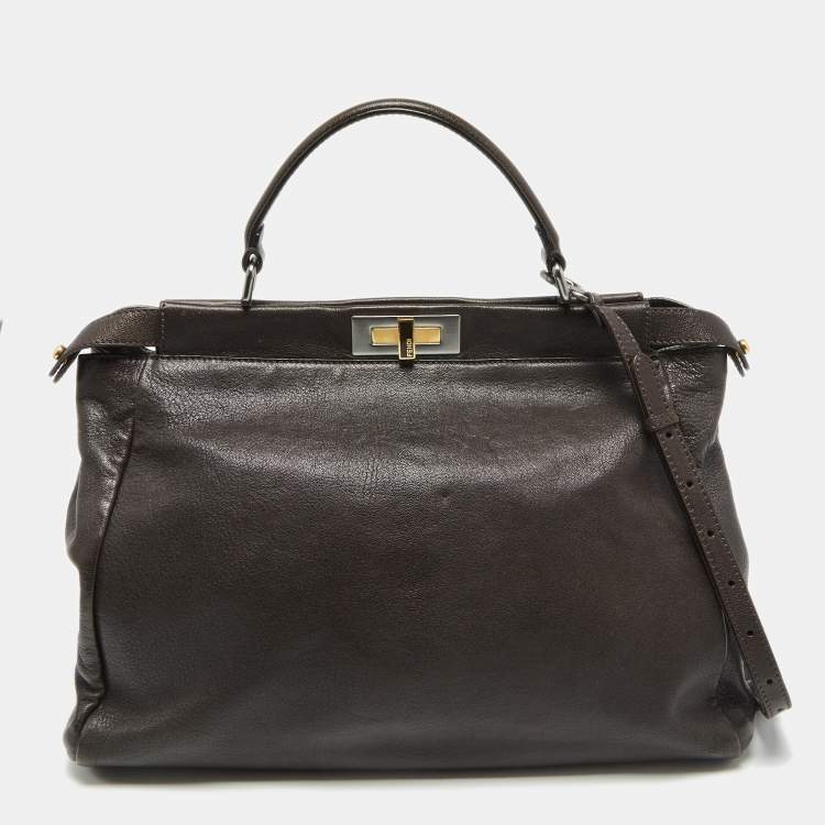 【関送込】FENDI◆LEATHER PEKABOO LARGE SOFT TOP HANDLE BAG Peekaboo Soft Large Leather Black | Fendi