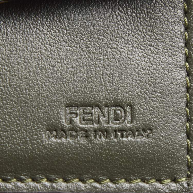 Pre Owned Fendi Burgundy Leather Rainbow Stud Compact Wallet