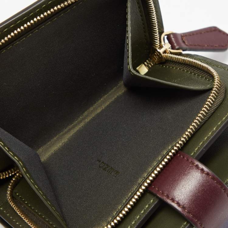 Pre Owned Fendi Burgundy Leather Rainbow Stud Compact Wallet