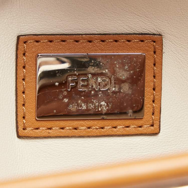 Pre Owned Fendi Brown Leather Medium Granite Peekaboo Top Handle Bag
