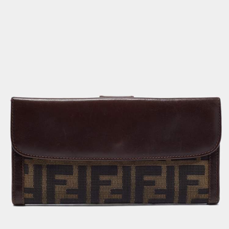 Pre Owned Fendi Tobacco Zucca Canvas and Leather Wallet