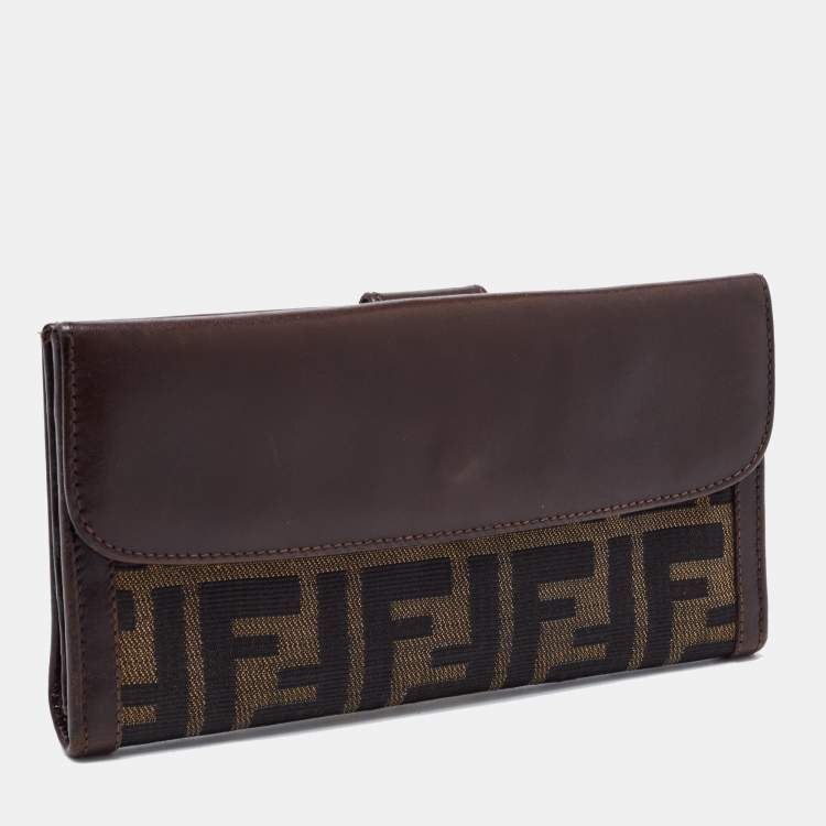 Pre Owned Fendi Tobacco Zucca Canvas and Leather Wallet