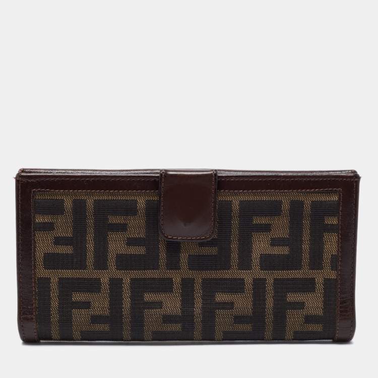 Pre Owned Fendi Tobacco Zucca Canvas and Leather Wallet