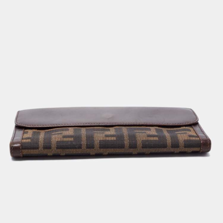 Pre Owned Fendi Tobacco Zucca Canvas and Leather Wallet