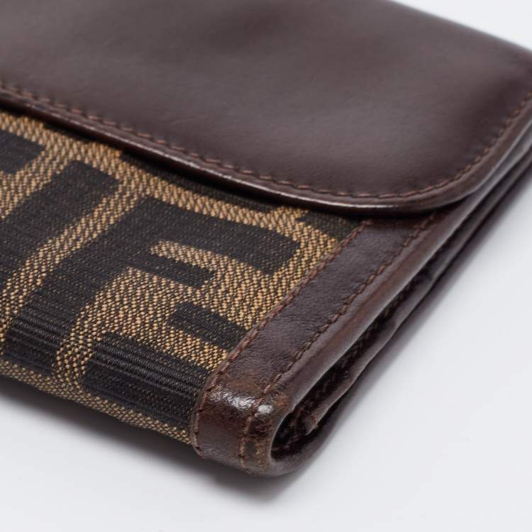 Pre Owned Fendi Tobacco Zucca Canvas and Leather Wallet