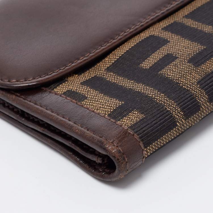 Pre Owned Fendi Tobacco Zucca Canvas and Leather Wallet
