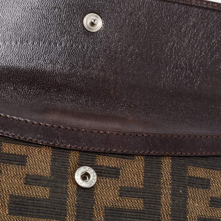 Pre Owned Fendi Tobacco Zucca Canvas and Leather Wallet