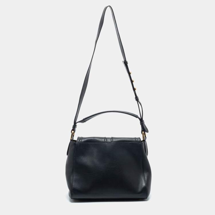 Pre Owned Fendi Black Leather Medium Anna Shoulder Bag