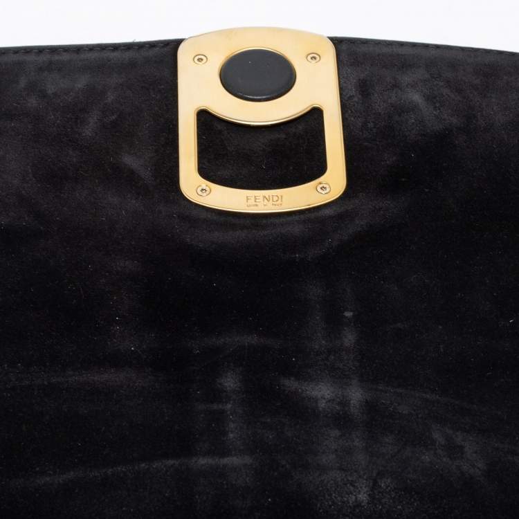Pre Owned Fendi Black Leather Medium Anna Shoulder Bag
