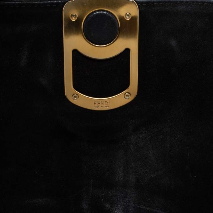 Pre Owned Fendi Black Leather Medium Anna Shoulder Bag