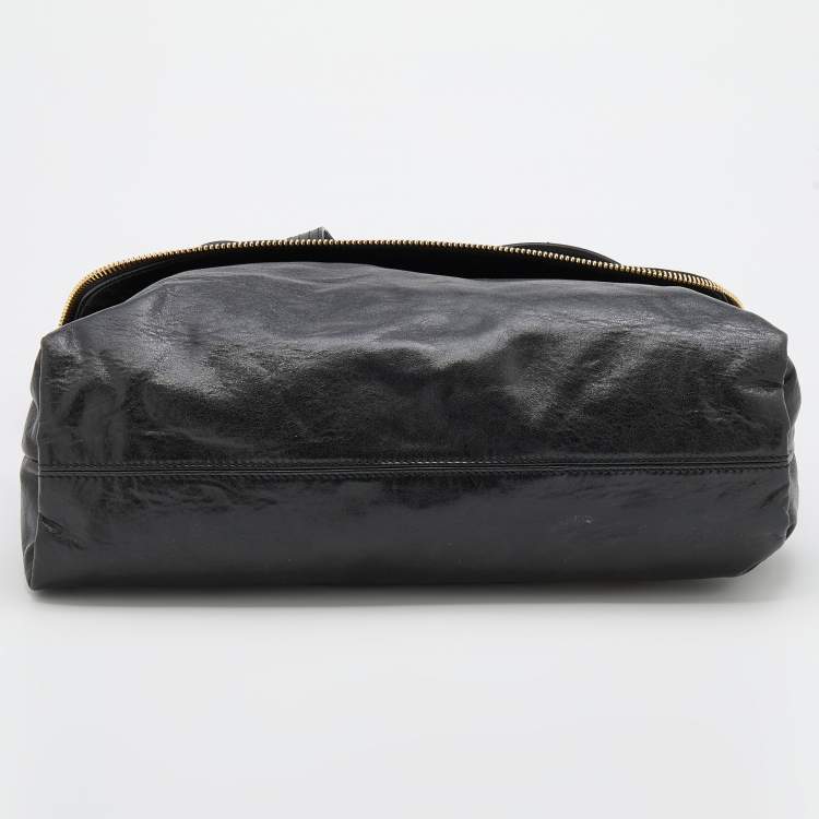Pre Owned Fendi Black Leather Zip It Satchel