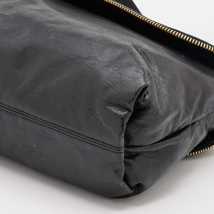 Pre Owned Fendi Black Leather Zip It Satchel