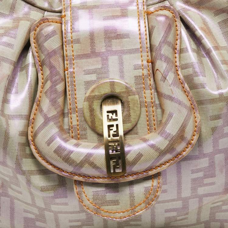 Pre Owned Fendi Radisson Beige Zucca Coated Canvas Borsa B Hobo