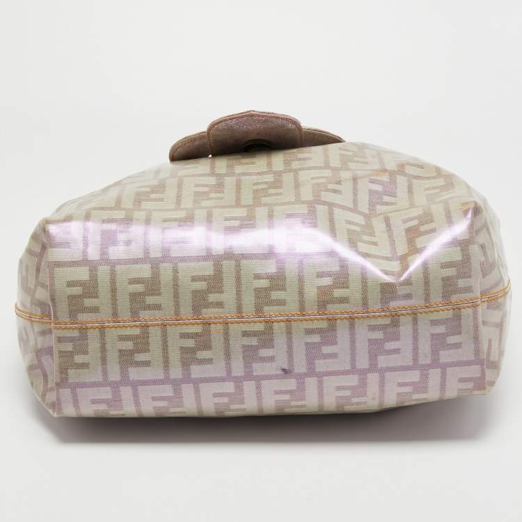 Pre Owned Fendi Radisson Beige Zucca Coated Canvas Borsa B Hobo