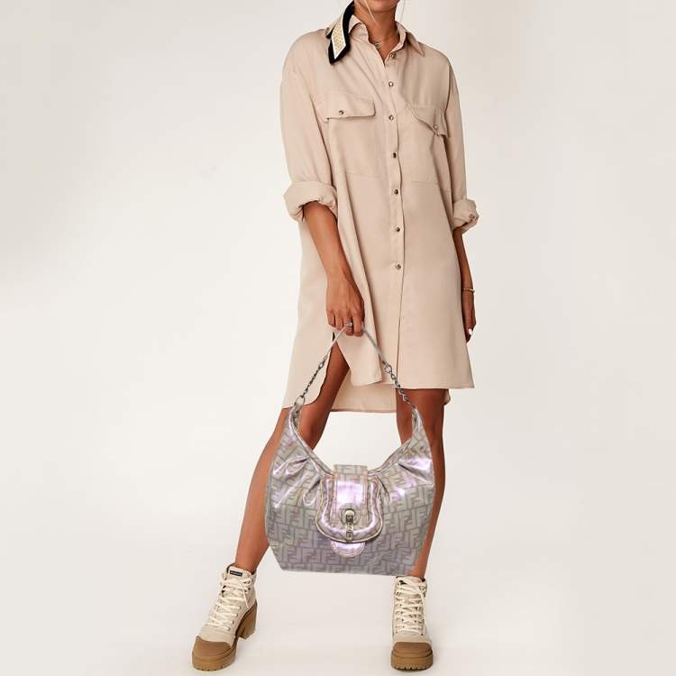 Pre Owned Fendi Radisson Beige Zucca Coated Canvas Borsa B Hobo