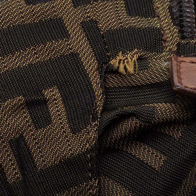 Pre Owned Fendi Tobacco Zucca Coated Canvas And Leather Belt Bag