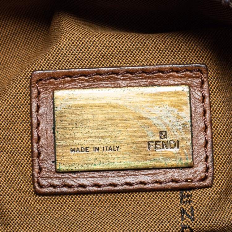Pre Owned Fendi Tobacco Zucca Coated Canvas And Leather Belt Bag