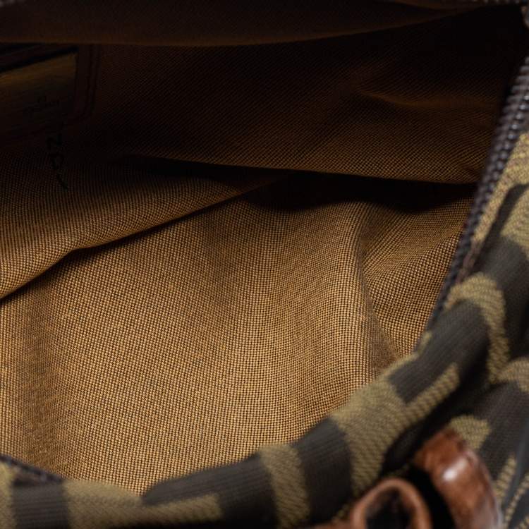 Pre Owned Fendi Tobacco Zucca Coated Canvas And Leather Belt Bag