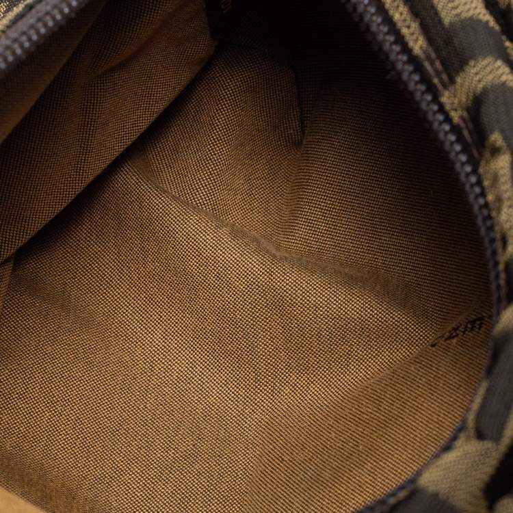 Pre Owned Fendi Tobacco Zucca Coated Canvas And Leather Belt Bag