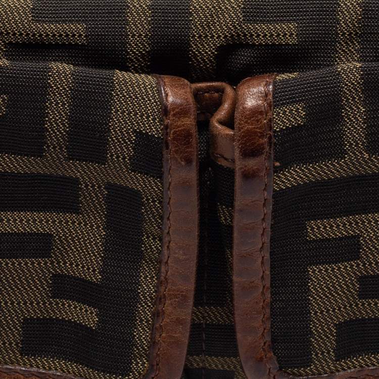 Pre Owned Fendi Tobacco Zucca Coated Canvas And Leather Belt Bag