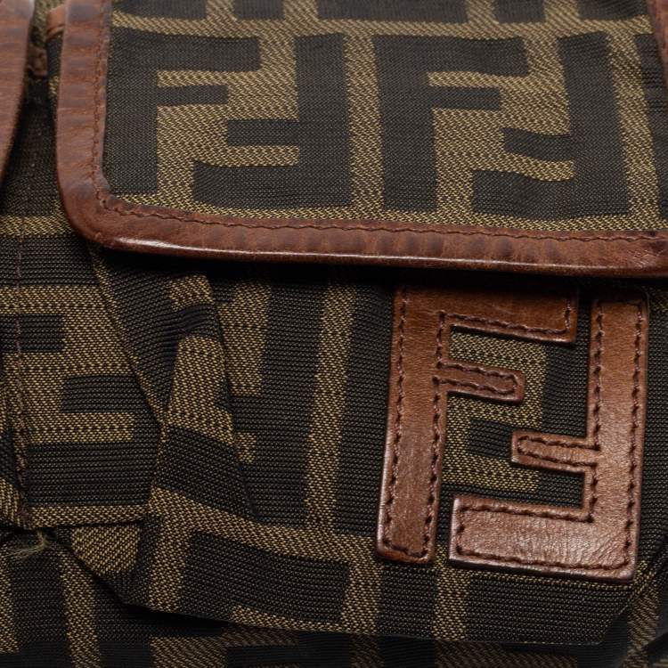 Pre Owned Fendi Tobacco Zucca Coated Canvas And Leather Belt Bag