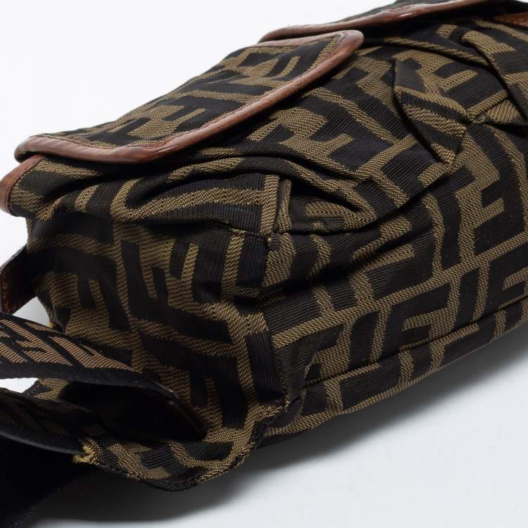 Pre Owned Fendi Tobacco Zucca Coated Canvas And Leather Belt Bag