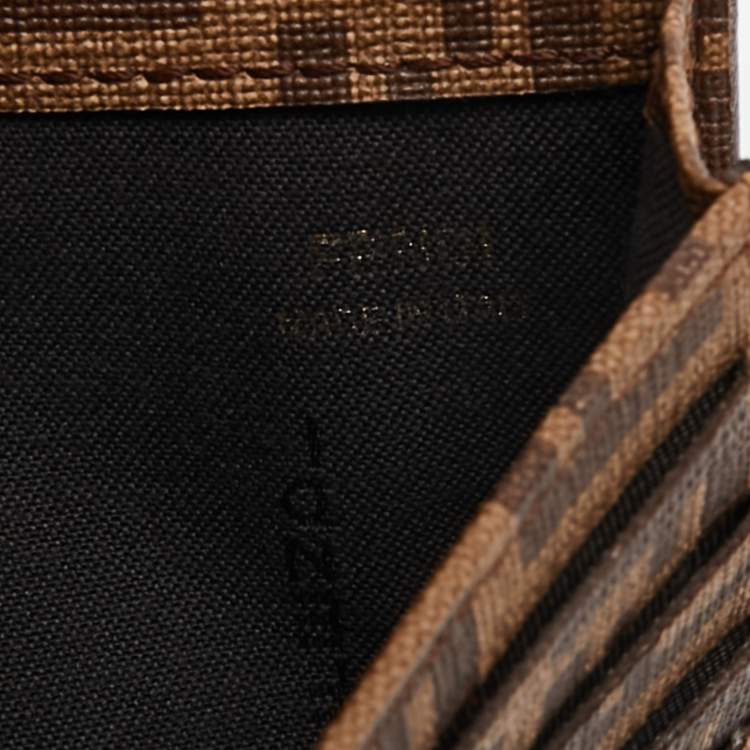 Pre Owned Fendi Beige Zucchino Coated Canvas FF Flap Continental Wallet