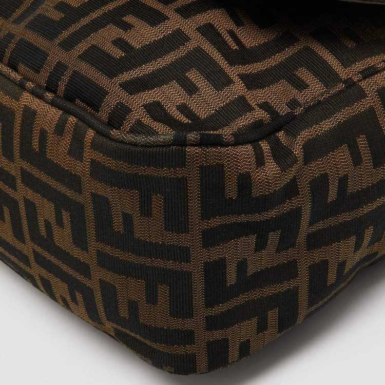 Pre Owned Fendi Tobacco Zucca Canvas Flap Crossbody Bag