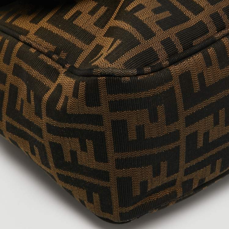 Pre Owned Fendi Tobacco Zucca Canvas Flap Crossbody Bag
