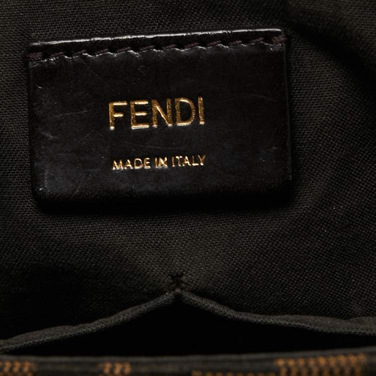 Pre Owned Fendi Tobacco Zucca Canvas Flap Crossbody Bag