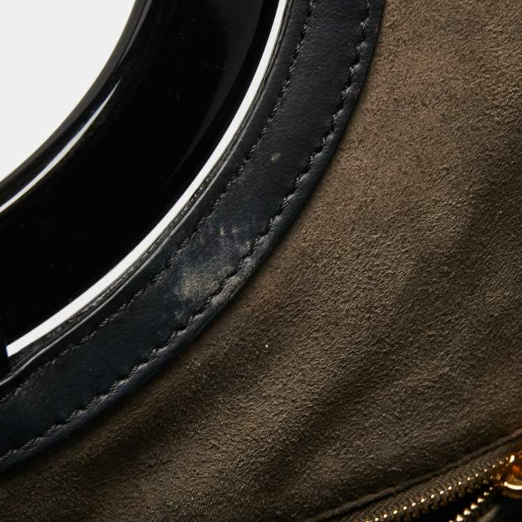 Pre Owned Fendi Tobacco/Black Zucca Coated Canvas and Leather Medium Runaway Shopper Tote