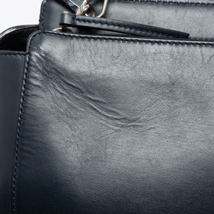 Pre Owned Fendi Black Leather Dotcom Top Handle Bag