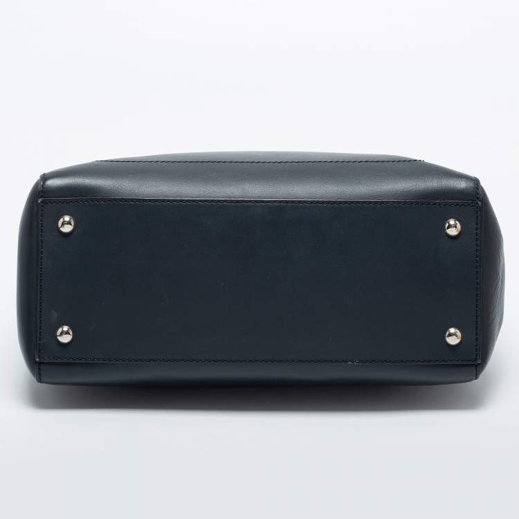 Pre Owned Fendi Black Leather Dotcom Top Handle Bag
