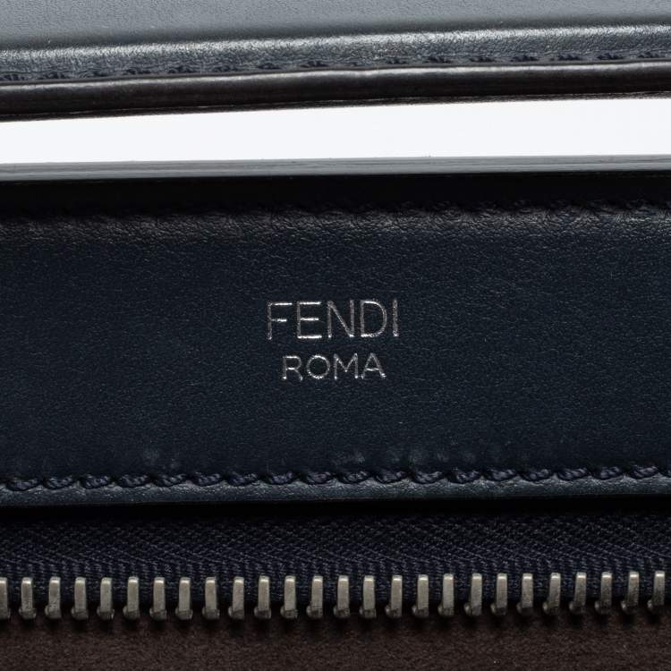 Pre Owned Fendi Black Leather Dotcom Top Handle Bag