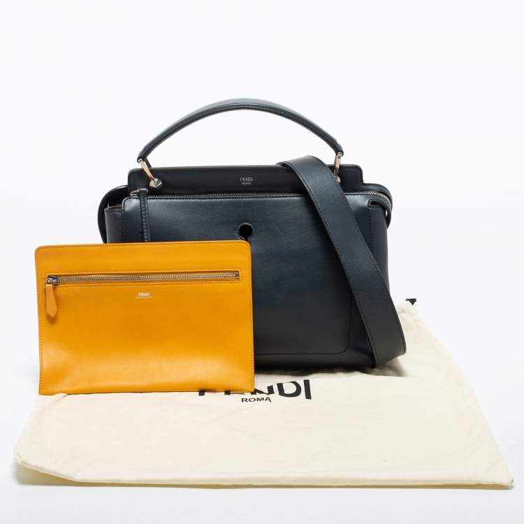 Pre Owned Fendi Black Leather Dotcom Top Handle Bag