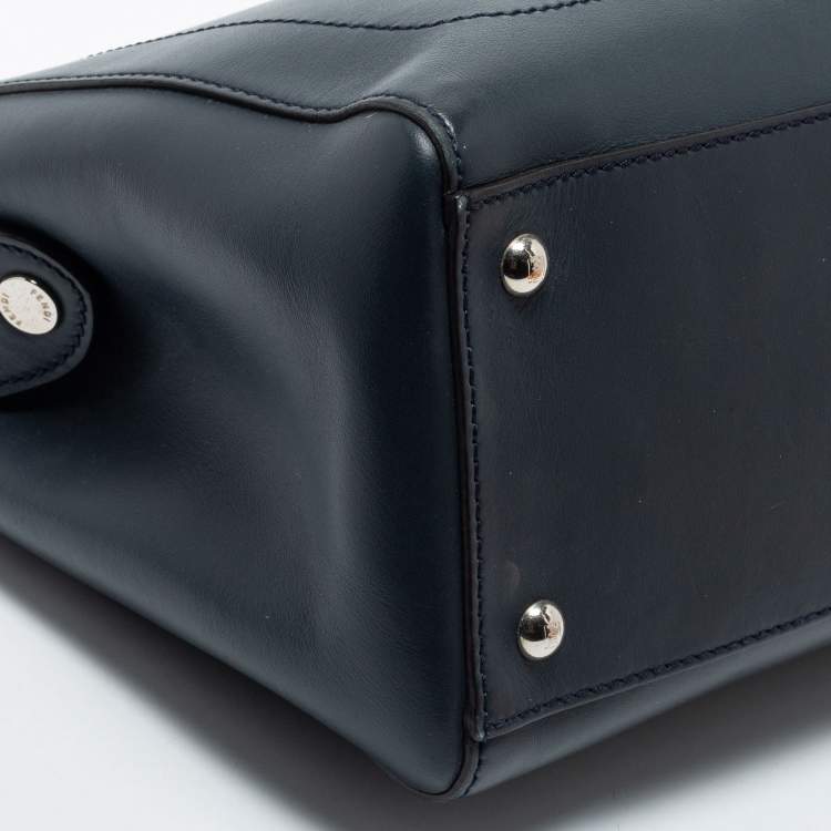 Pre Owned Fendi Black Leather Dotcom Top Handle Bag