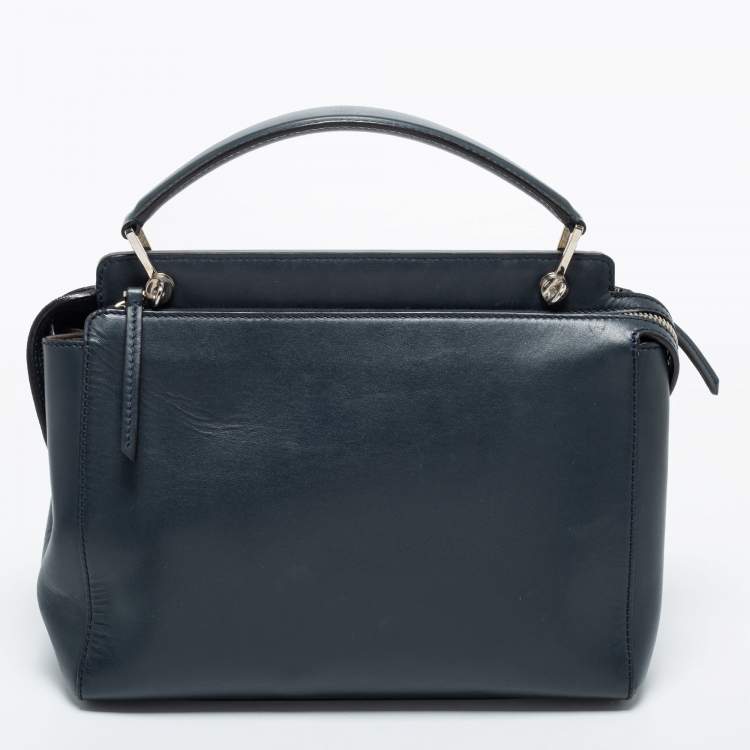 Pre Owned Fendi Black Leather Dotcom Top Handle Bag