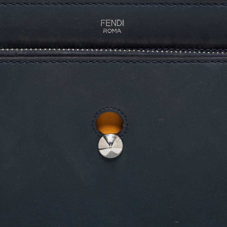 Pre Owned Fendi Black Leather Dotcom Top Handle Bag