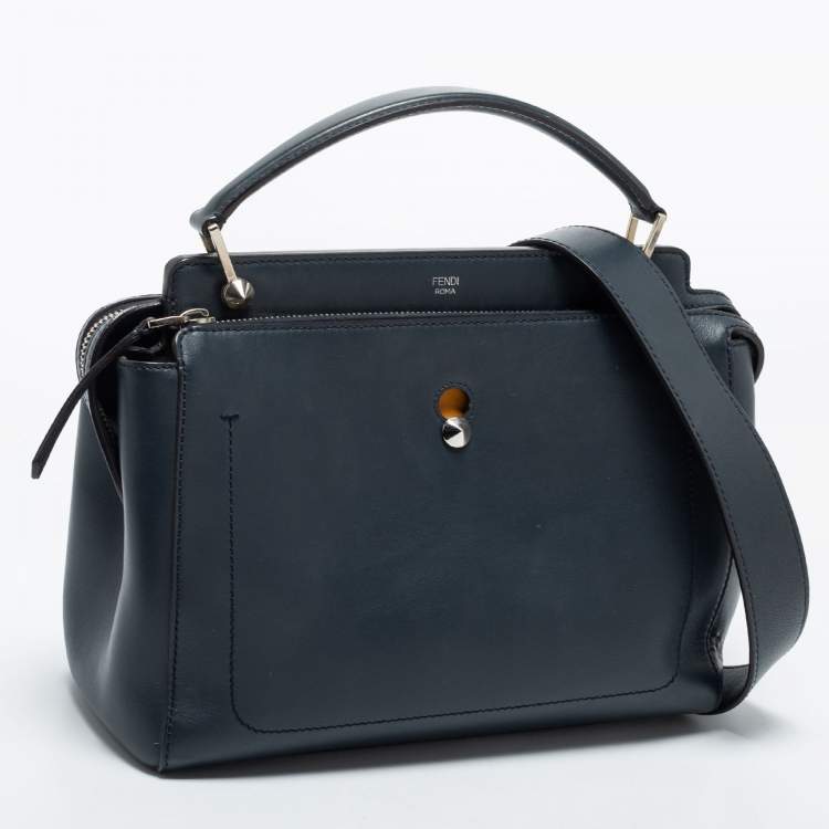 Pre Owned Fendi Black Leather Dotcom Top Handle Bag