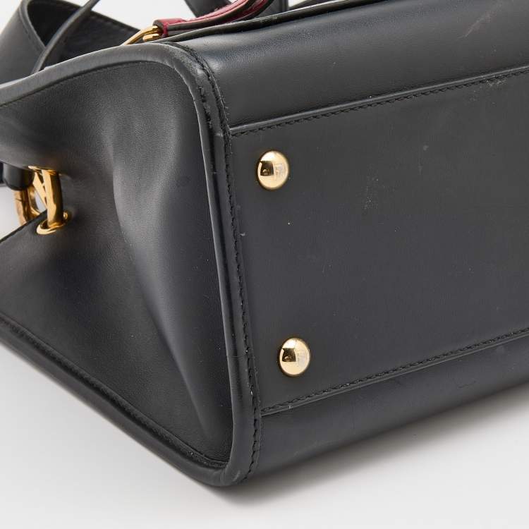 Pre Owned Fendi Black/Brown Zucca Leather Small Runaway Shoulder Bag