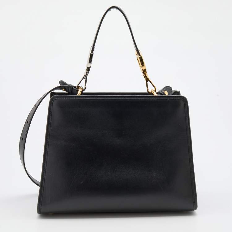Pre Owned Fendi Black/Brown Zucca Leather Small Runaway Shoulder Bag