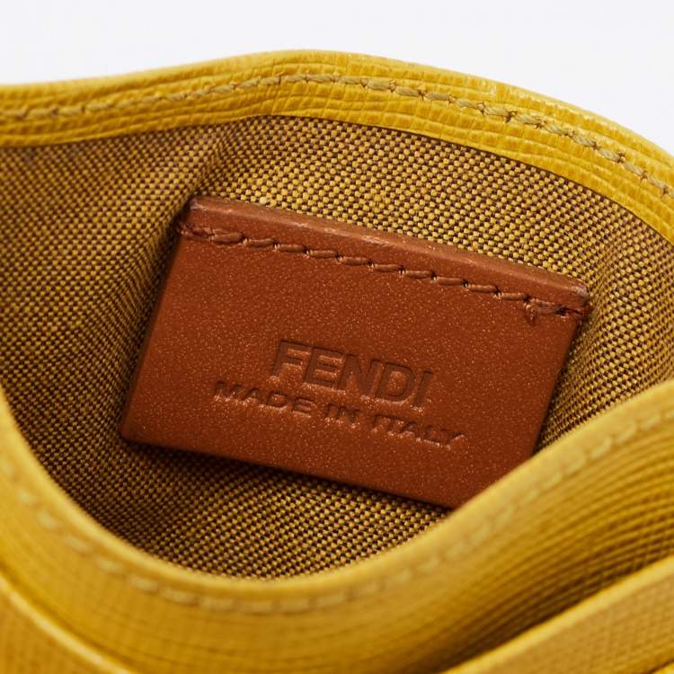 Pre Owned Fendi Yellow Leather Card Holder