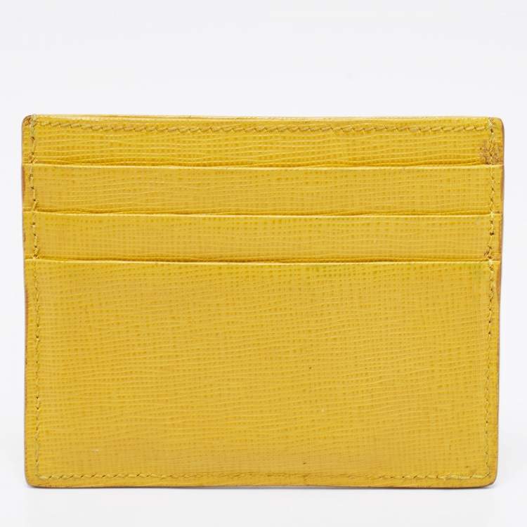 Pre Owned Fendi Yellow Leather Card Holder