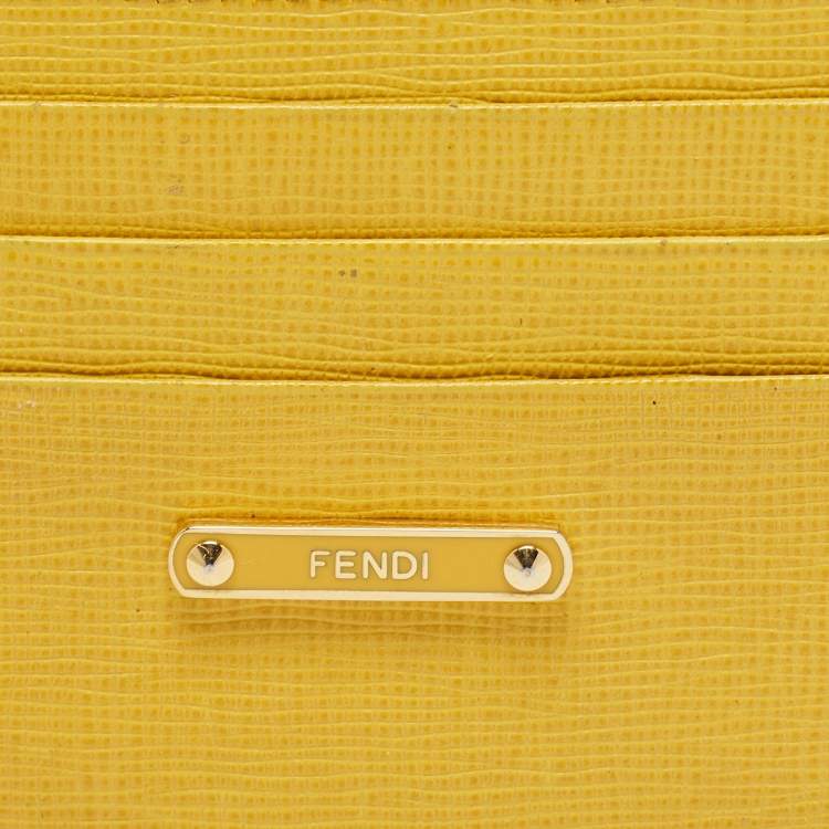 Pre Owned Fendi Yellow Leather Card Holder
