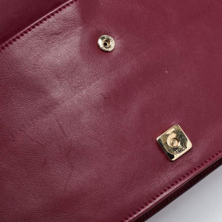 Pre Owned Fendi Burgundy Patent Leather Fendilicious Chain Clutch