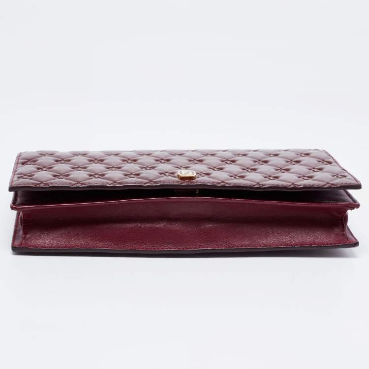 Pre Owned Fendi Burgundy Patent Leather Fendilicious Chain Clutch