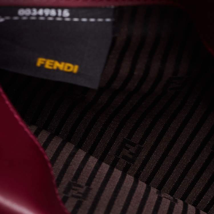 Pre Owned Fendi Burgundy Patent Leather Fendilicious Chain Clutch