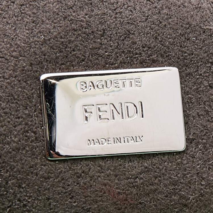 Pre Owned Fendi Green Leather and Fur Micro Monster Baguette Bag