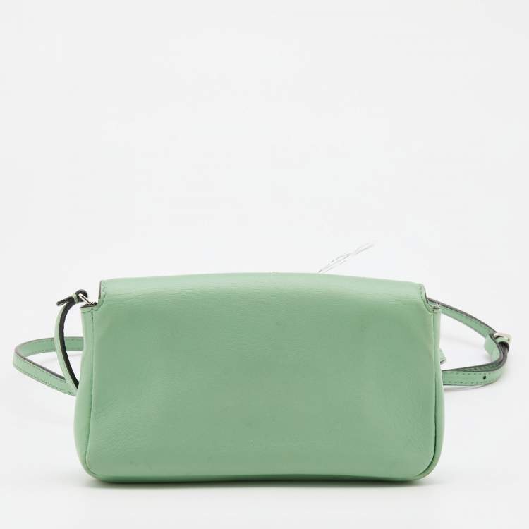 Pre Owned Fendi Green Leather and Fur Micro Monster Baguette Bag